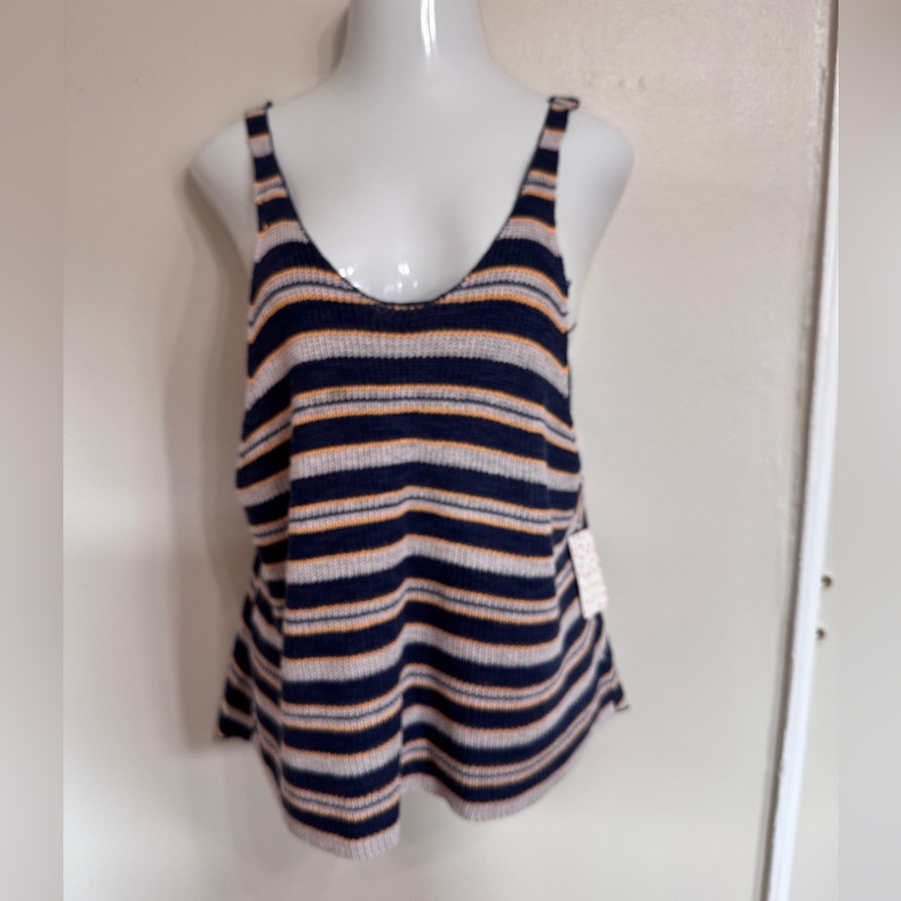 Free People - Blue and White Striped Oversized Knit Tank - Picture 3 of 7